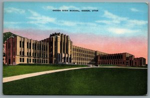 Postcard Ogden UT c1940s Ogden High School Art Deco Secondary School