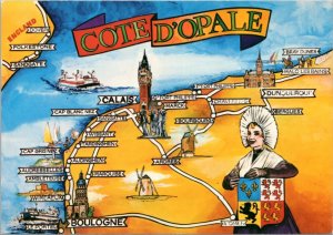 Postcard France Map -  Cote d'Opale