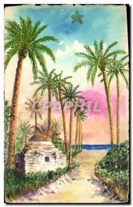 Old Postcard Fancy (drawing hand) Palms