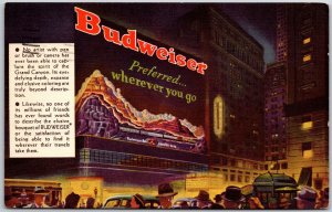 1950's Naturama Budweiser Broadway In Times Square New York City Posted Postcard