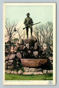 Lexington MA- Massachusetts, Statue of Captain Parker, History, Vintage Postcard