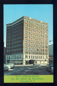 Syracuse, New York/NY Postcard,Hotel Jefferson-Clinton, 1950's Cars