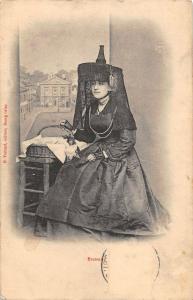 B106528 France Bressane Woman in Black Dress costume folklore types