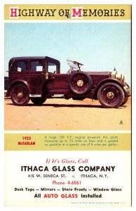 VTG Ithaca Glass Company Advertising, Old Car -1923 McFarlan, Postcard