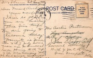 George Washington Memorial Bridge Seattle WA Posted Linen Vintage Postcard
