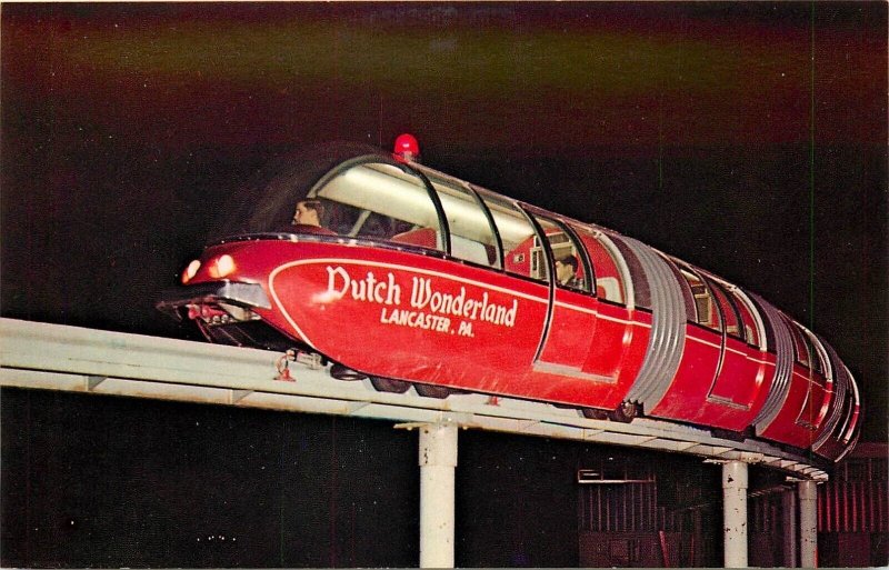 Postcard 1950s Pennsylvania Lancaster monorail amusement Dutch PA24-1618