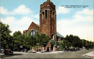 Vtg Atlantic City New Jersey NJ First Presbyterian Church 1940s Linen Postcard