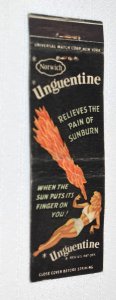 Unguentine Advertising Relieves the Pain Sunburn 20 Front Strike Matchbook Cover