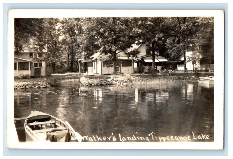 1939 Walkers Landing Tippecanoe Lake Indiana IN RPPC Photo Vintage Postcard 