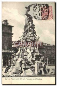 Old Postcard Torino Piazza Statuto Dello Monumento del Frejus