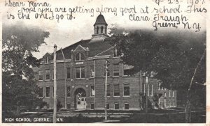Vintage Postcard 1907 High School Greene New York Building NY 1 Cent Stamp