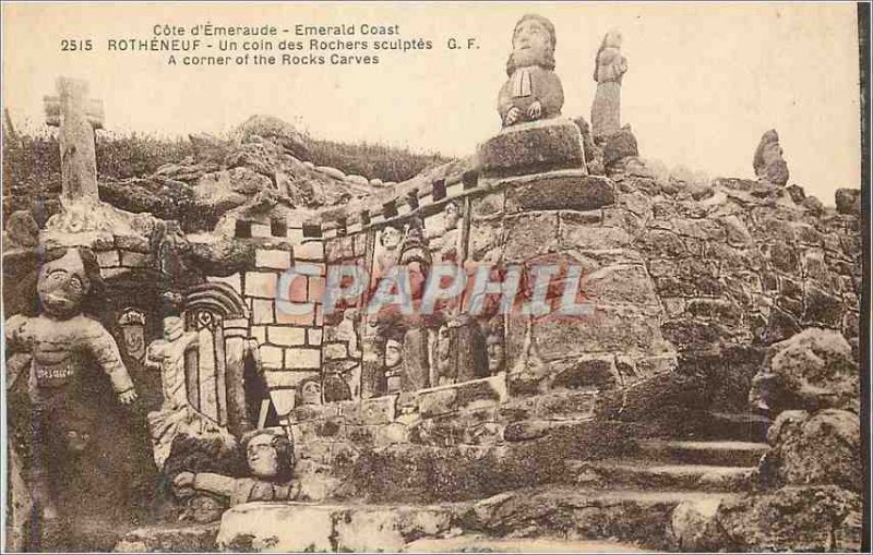 Old Postcard Rotheneuf a corner Rocks Sculptes Emerald Coast