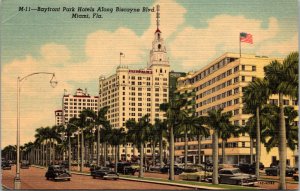 Vtg Miami Florida FL Bayfront Park Hotel Biscayne Blvd 1950s Linen Postcard