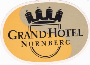 Germany Nuernberg Grand Hotel Tan Vintage Luggage Label sk2304