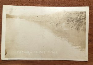 1919 Vintage RPPC Panama Canal Postcard Early Waterway Landscape Unposted