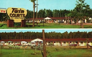 Vintage Postcard Twin Courts Motel Highway 17 Swimming Pool Brunswick Georgia GA