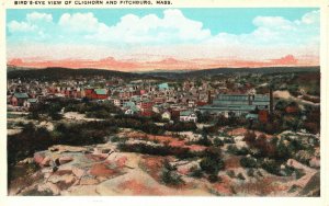 Bird's Eye View Buildings Clighorn And Fitchburg Massachusetts Vintage Postcard
