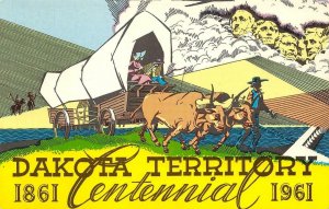 South Dakota Territory Centennial 1861-1961 Covered Wagon Vintage Postcard