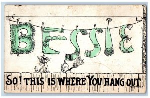 Brookings SD Postcard Girls Name Bessie Hanging Letters 1909 Posted Antique