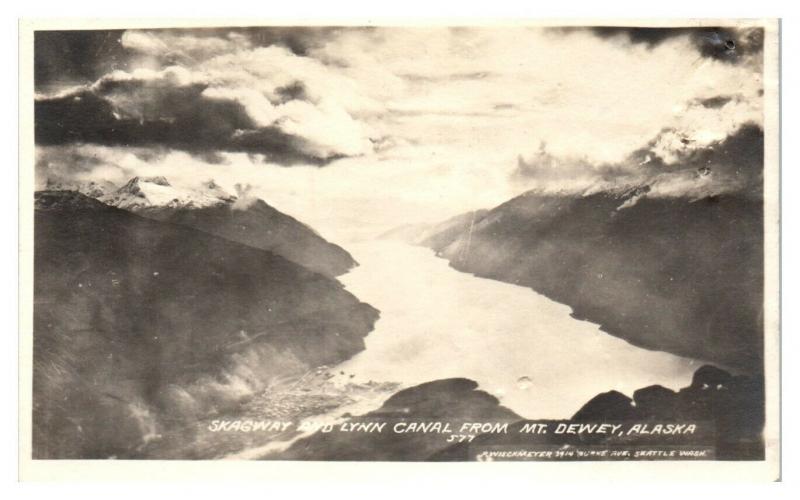 RPPC Skagway and Lynn Canal from Mt. Dewey, Alaska Real Photo Postcard *5K4