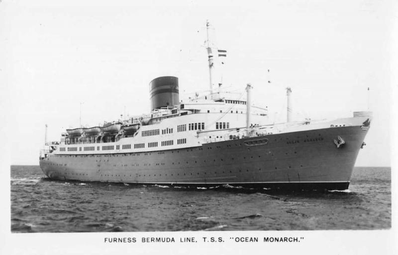 Furness Bermuda Line TSS Ocean Monarch Real Photo Antique Postcard J57713