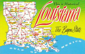 Greetings From Louisiana With Map