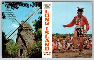 Home Sweet Home Windmill, Hoop Dance, Long Island NY, 1964 Split View Postcard