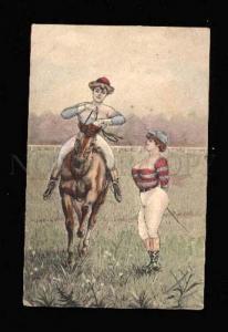 005419 Plump Ladies on HORSE Racing Vintage COMIC PC