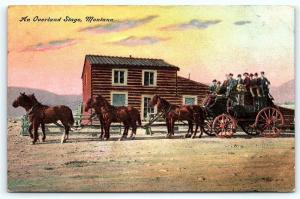Postcard MT An Overland Stage Coach Montana Pre 1920's C2