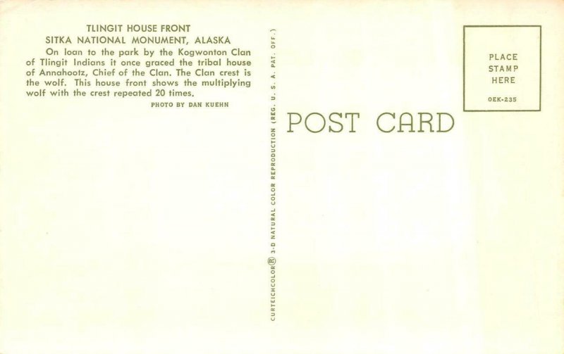 2~Postcards AK Alaska  VISITOR CENTER~TLINGIT HOUSE & CREST  Sitka National Park