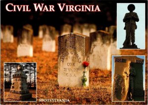 Spotsylvania VA, Virginia CIVIL WAR SCENES Confederate Monument+ 4X6 Postcard