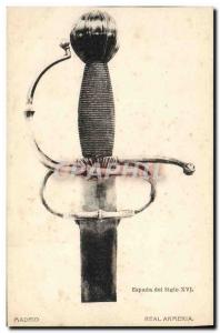 Old Postcard Armeria Real Madrid Espada del Siglo XVI Army Epee