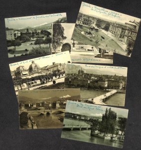 Switzerland Geneva lot of 7 mono-chrome vintage topographical postcards 