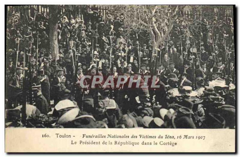 Old Postcard Toulon national Funerals of victims of Jena The President of the...