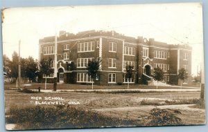 BLACKWELL OK HIGH SCHOOL ANTIQUE REAL PHOTO POSTCARD RPPC