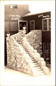 Real Photo Postcard Chapel Steps in or near Milford, Indiana~363