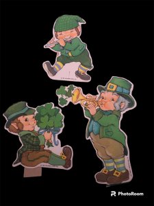 1982 Hallmark St Patrick’s Day Leprechaun Diecut Decorations set of 3