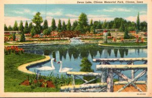 Iowa Clinton Memorial Park Swan Lake Curteich