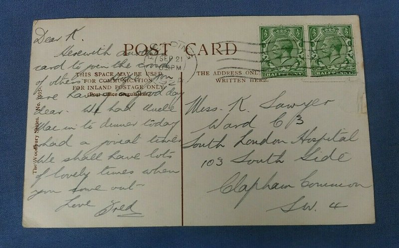  Vintage M.C.Salmon Postcard Old Lynmouth Devon  Postmarked 1924 G1E