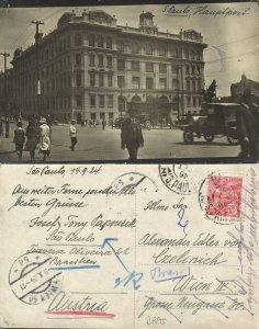 brazil, SÃO PAULO, Correo, Post Office (1924) RPPC Postcard, Returned to Sender