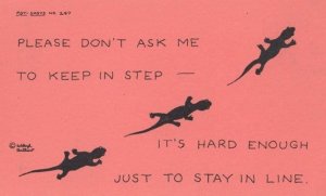 Please Dont Ask Me To Stay In Line Keep In Step Comic Reptile Motto Postcard