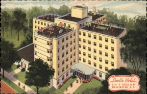 WASHINGTON DC Scotts Hotel ART DECO ROOFTOP TENNIS Old LINEN Postcard