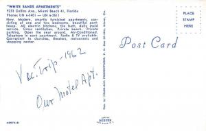 MIAMI BEACH, FL Florida  WHITE SANDS APARTMENTS~Collins Ave 1962 Chrome Postcard