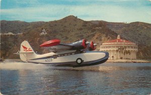 Vintage Postcard Catalina Air Lines Amphibian Plane, Avalon Bay Catalina Island