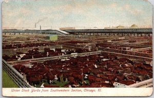 Union Stockyards From Southwestern Section Chicago Illinois IL Postcard