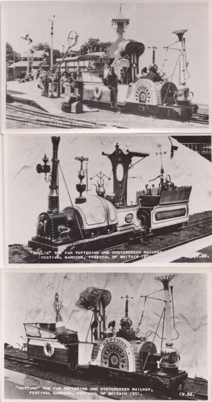 Neptune & Nellie Train Tottering Oystercreek Railway 3x Old Postcard s