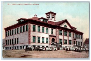 Carson City Nevada NV Postcard Public School Building Exterior View 1910 Vintage