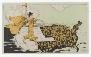 Suffragette Olympic Torch WW1 East American Map Poster Postcard
