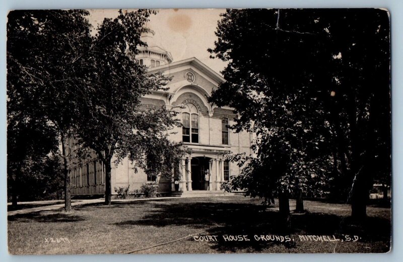 Mitchell South Dakota SD Postcard Court House Grounds Exterior 1923 RPPC Vintage