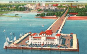 Vintage Postcard Recreation Pier From The Air Sunshine City St. Petersburg FL